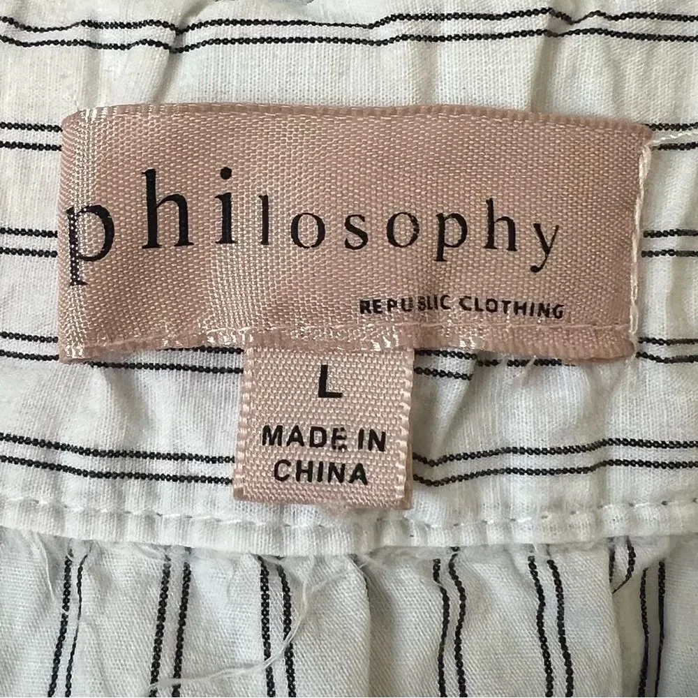 Philosophy Striped Faux Button-Down A-Line Skirt, Size Large